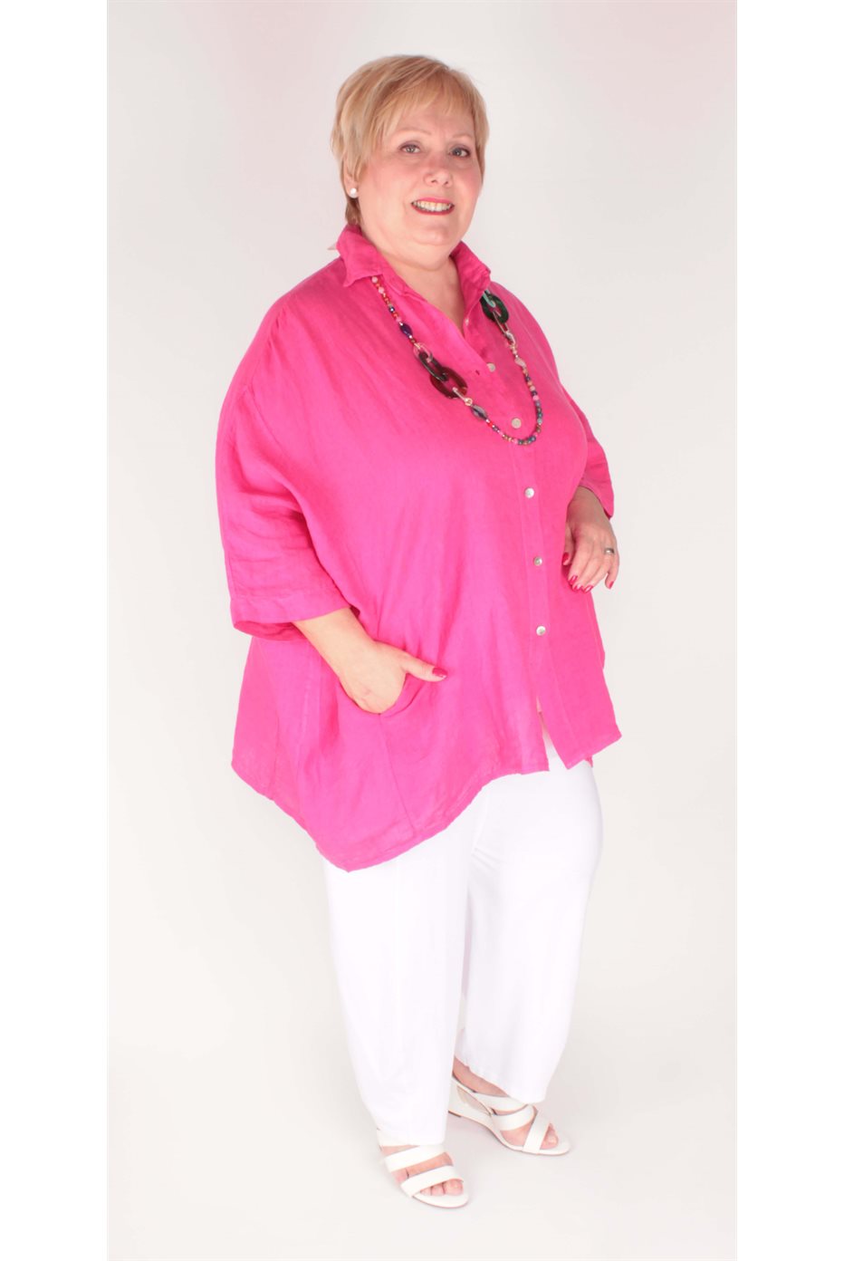 Blouse en Lin Fushia
